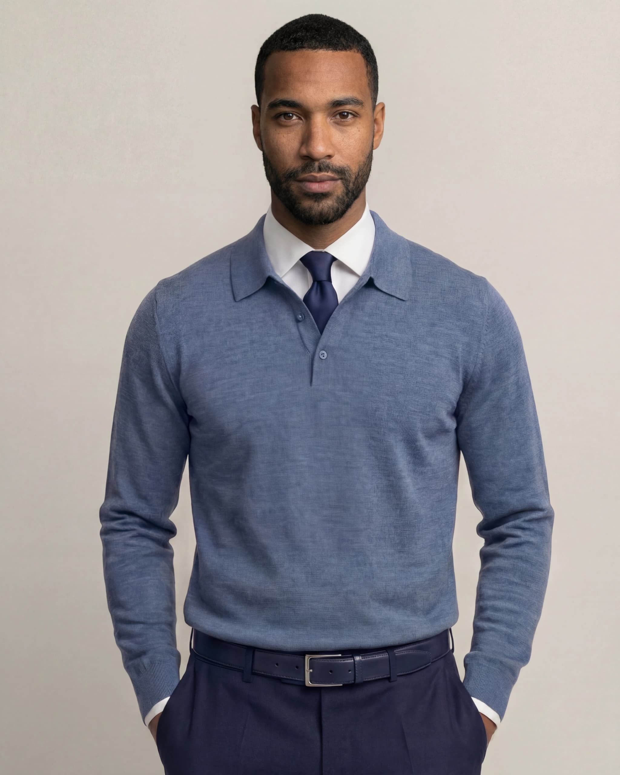 Grå Merino Polo