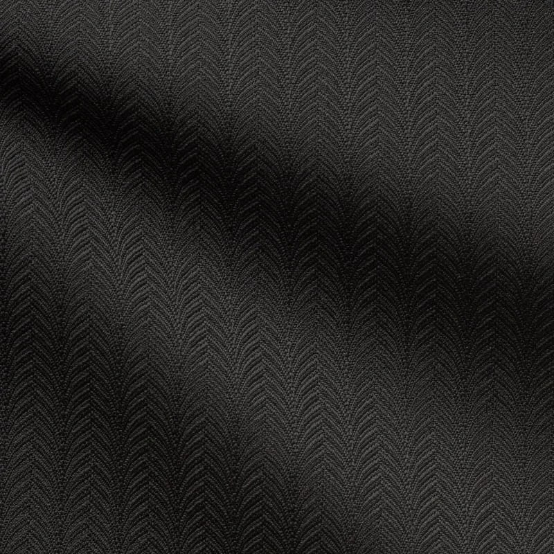 Sort dobbeltradet Virgin Wool herringbone smoking materiale TRE1983
