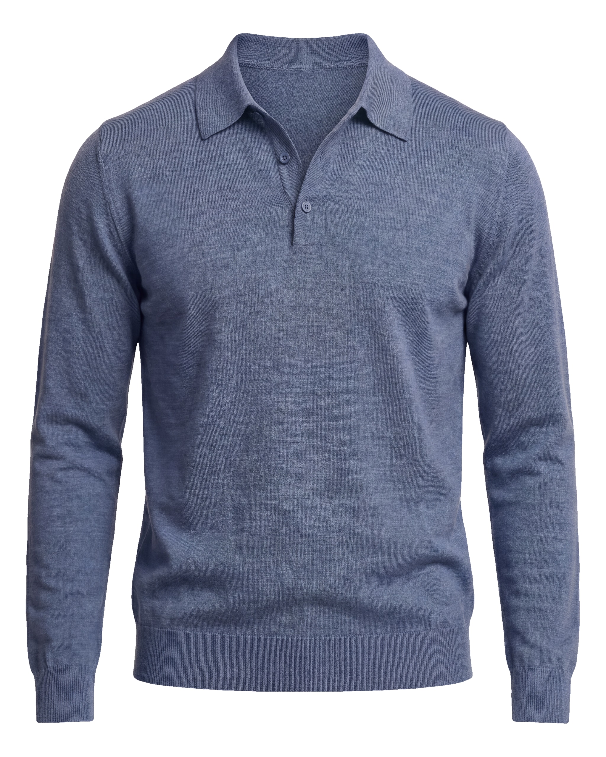 Grey Long Sleeve Merino Wool Polo