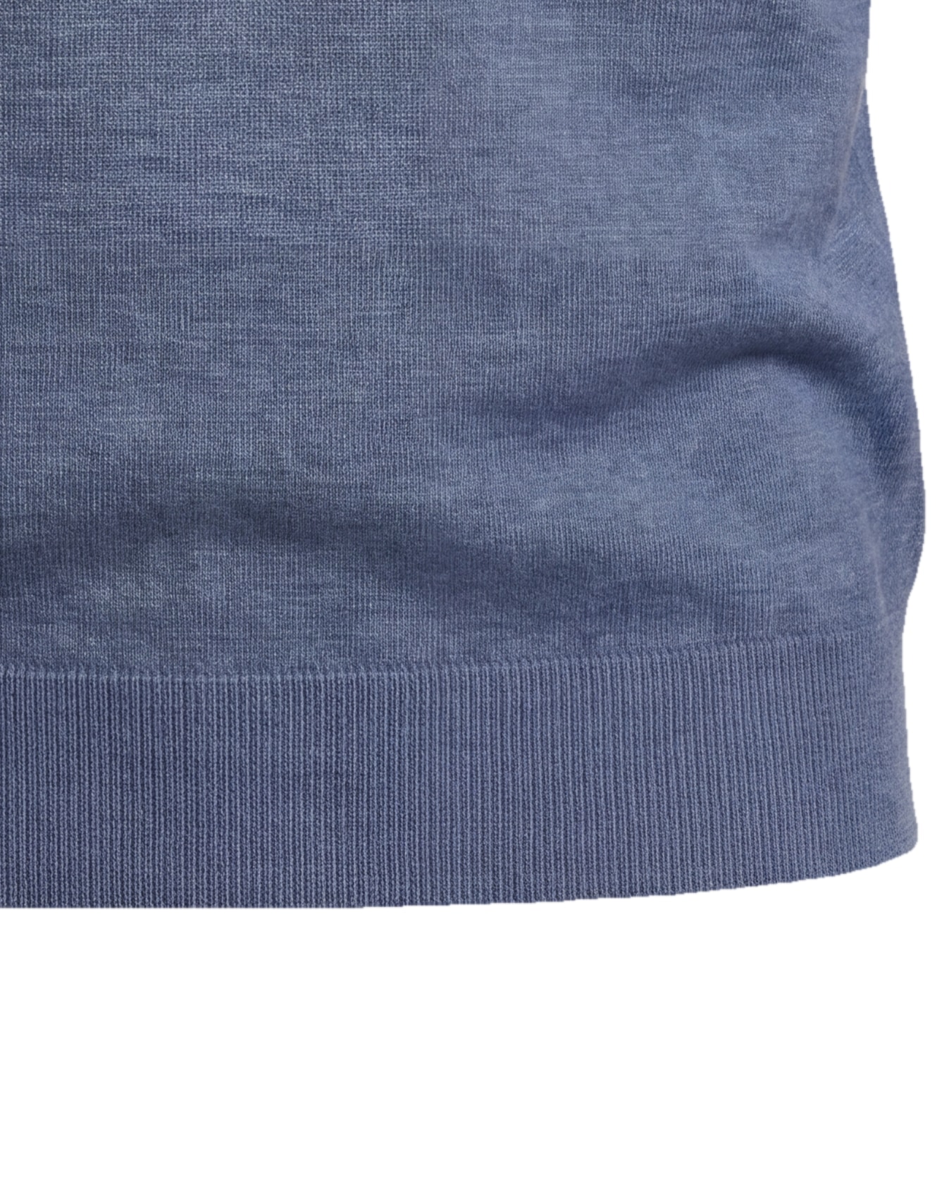 Grey Long Sleeve Merino Wool Polo, rib detail