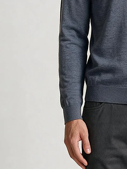 Grey Long Sleeve Merino Wool Polo, cuff detail