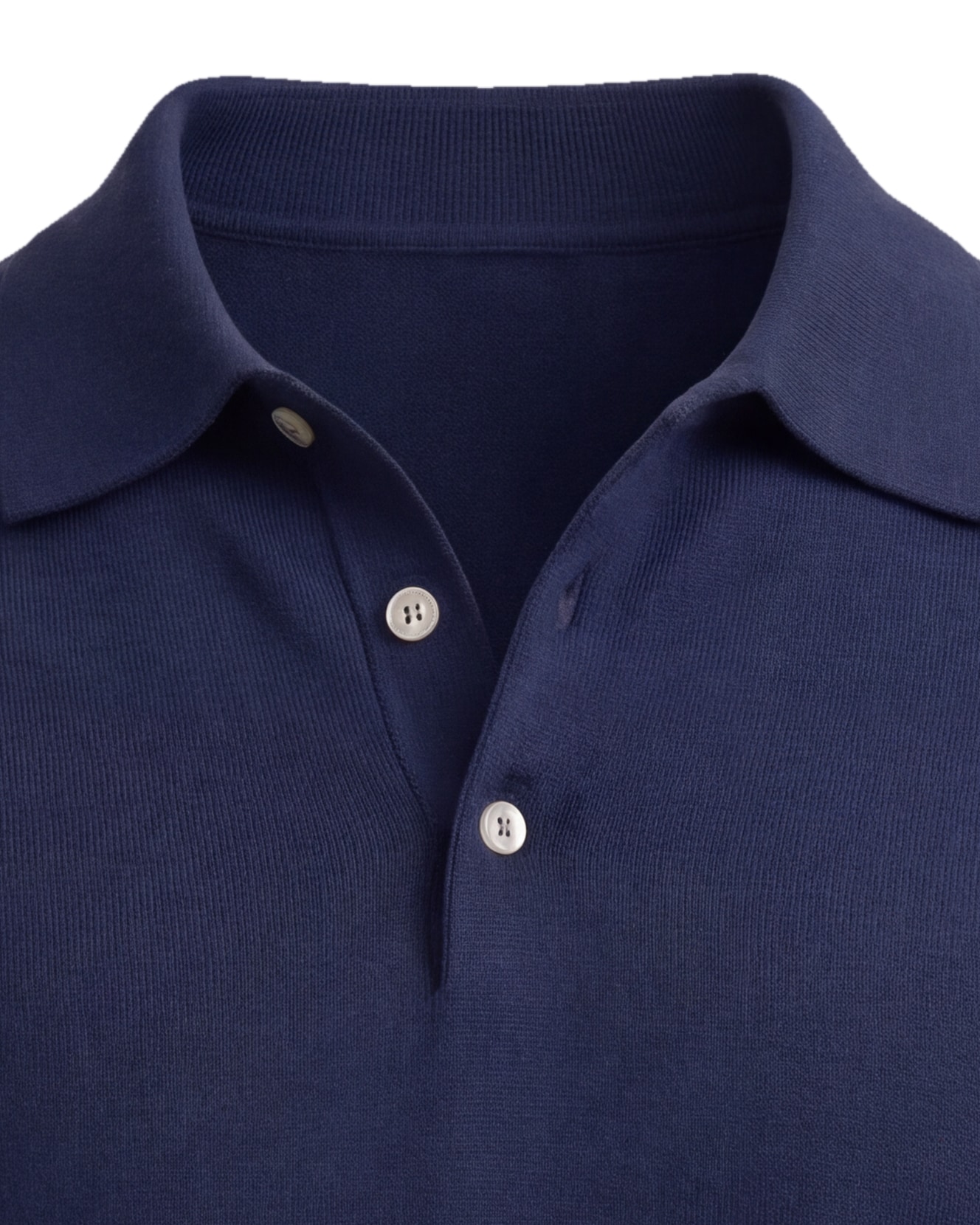 Navy Cotton Polo, collar detail