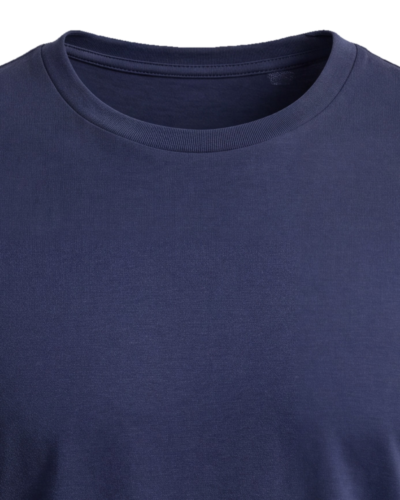 Navy Cotton T‑Shirt, collar detail