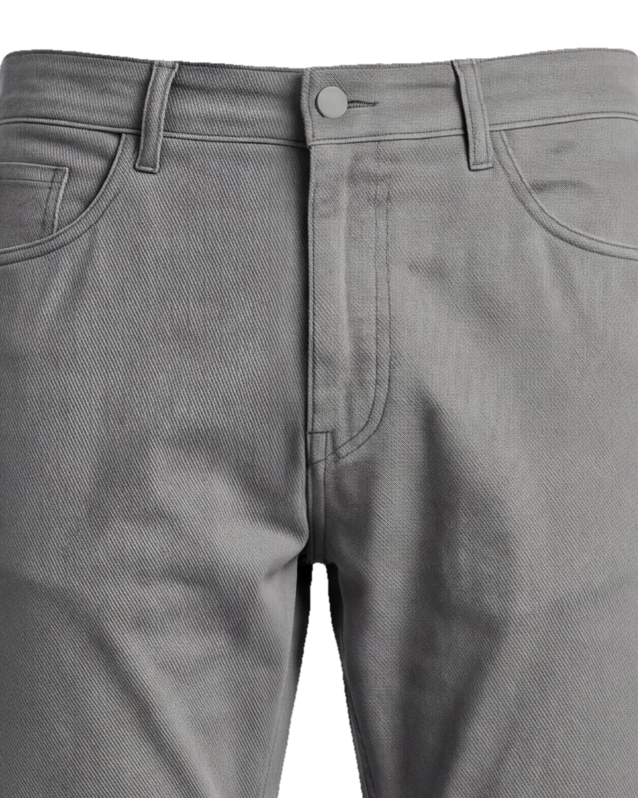 Lysegrå bomulds-chinos, detalje af linningen