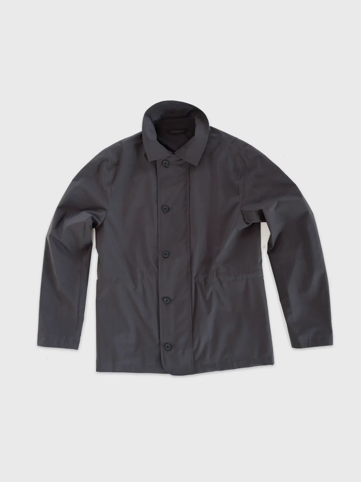 Charcoal field jacket with buttons and patch pockets
