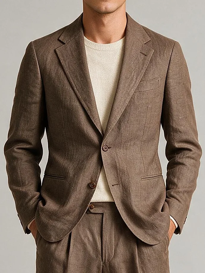 Light Brown Linen Suit, collar detail