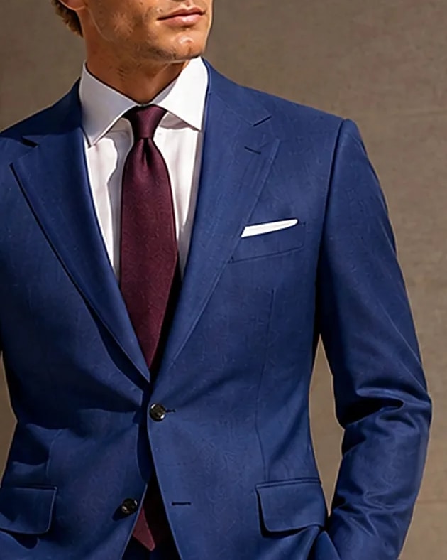 Blue Wool & Mohair Suit, collar detail