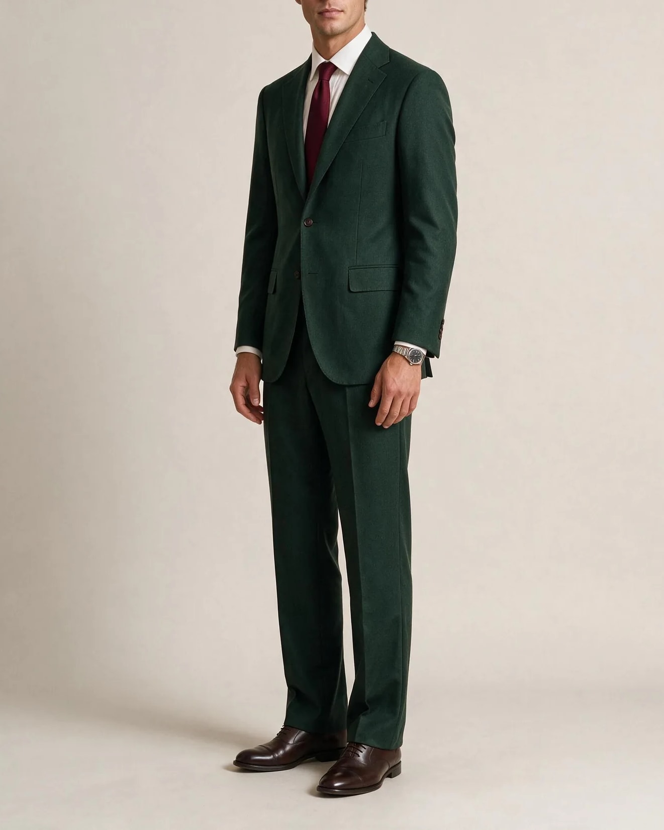 Green 2-Piece Super 110s Wool Suit, on model