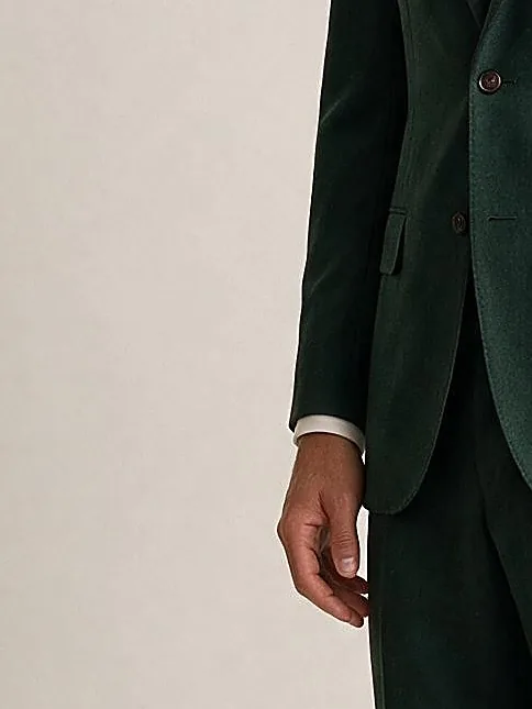 Green 2-Piece Super 110s Wool Suit, cuff detail