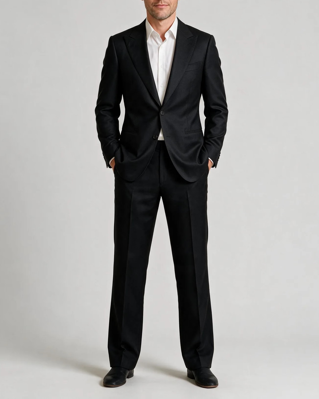 Black Suit from Dugdale, on model