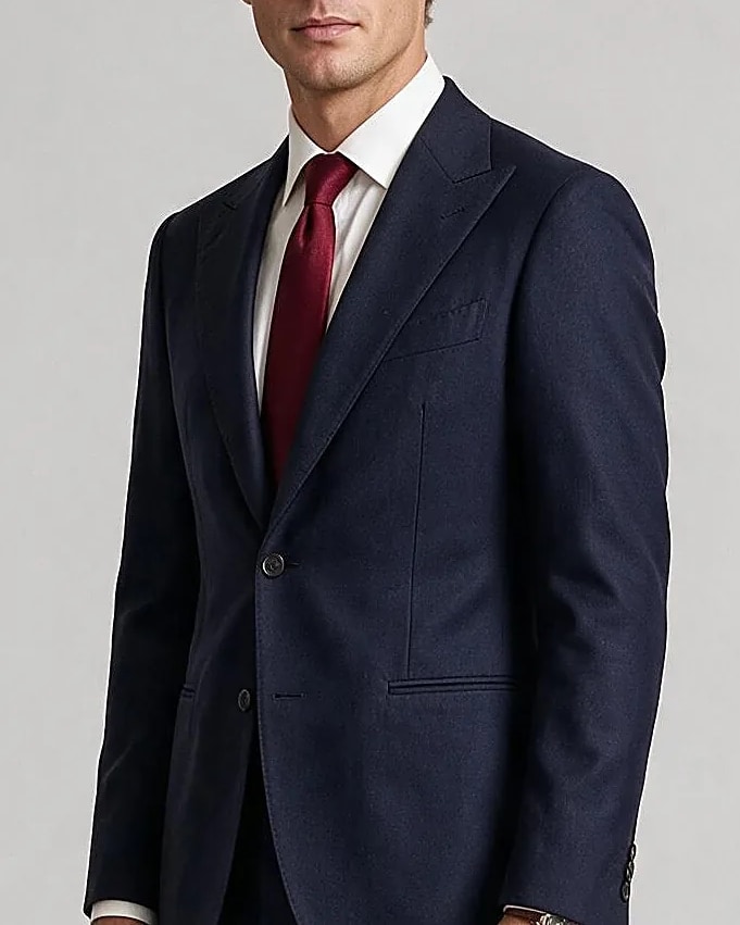 Dark Navy Suit from Dugdale, collar detail