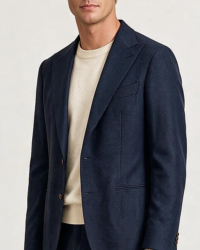 Dark Navy Super 130s Suit, collar detail