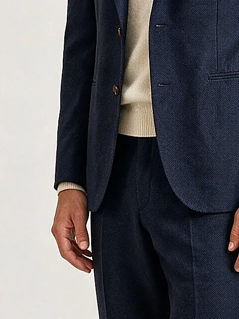 Dark Navy Super 130s Suit, pocket detail