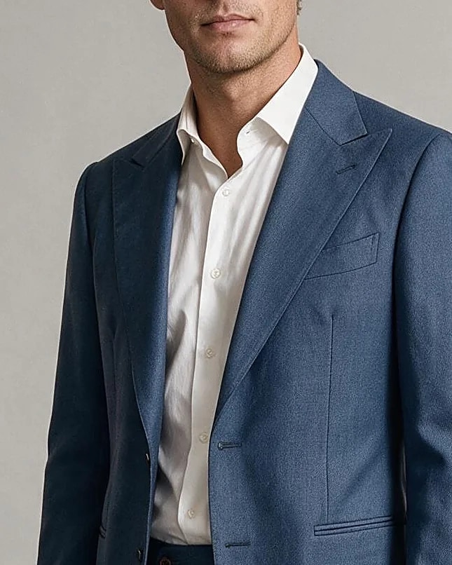 Dark Steel Blue Super 130s Suit, collar detail