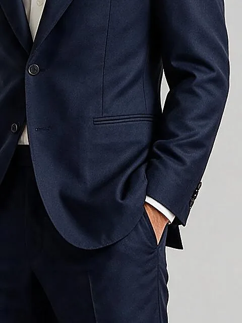 Navy Super 130s Suit, pocket detail