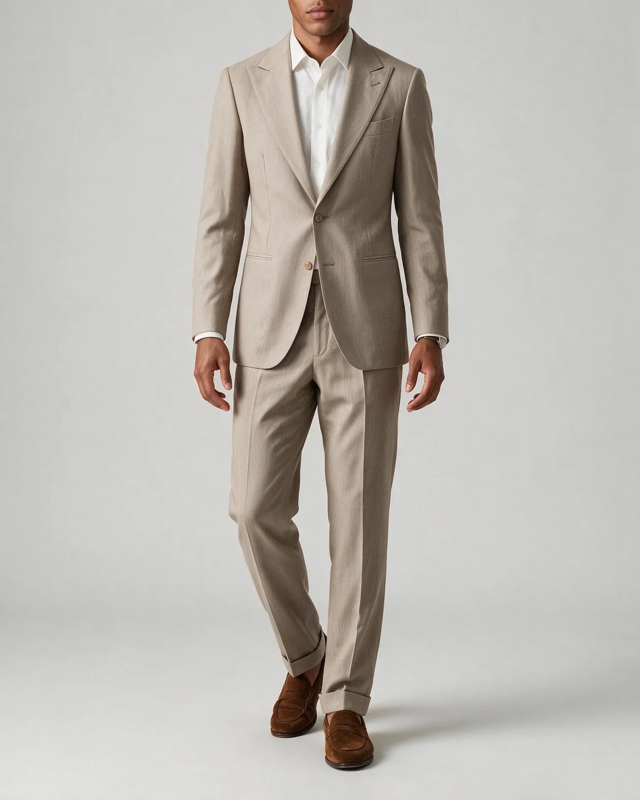 Light Sand Suit, on model