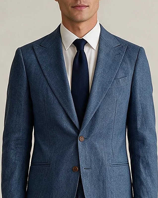 Medium Blue Suit from HOV Collection, collar detail