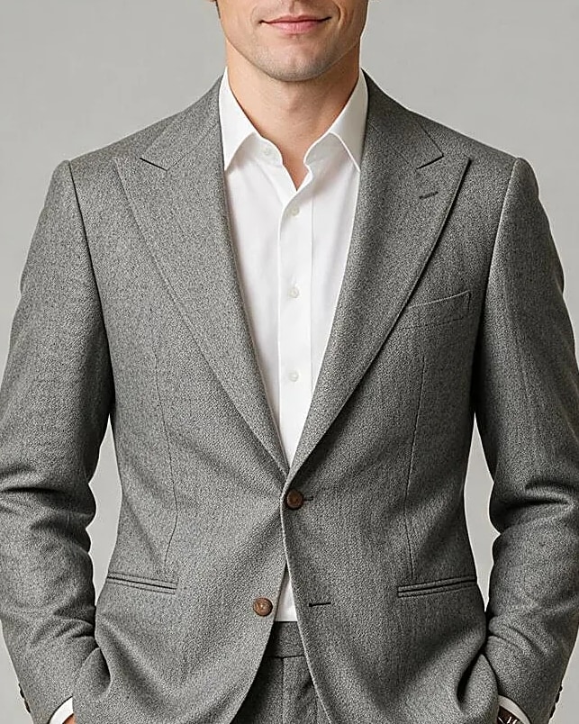 Light Grey Super 110s Suit, collar detail