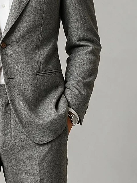 Light Grey Super 110s Suit, pocket detail