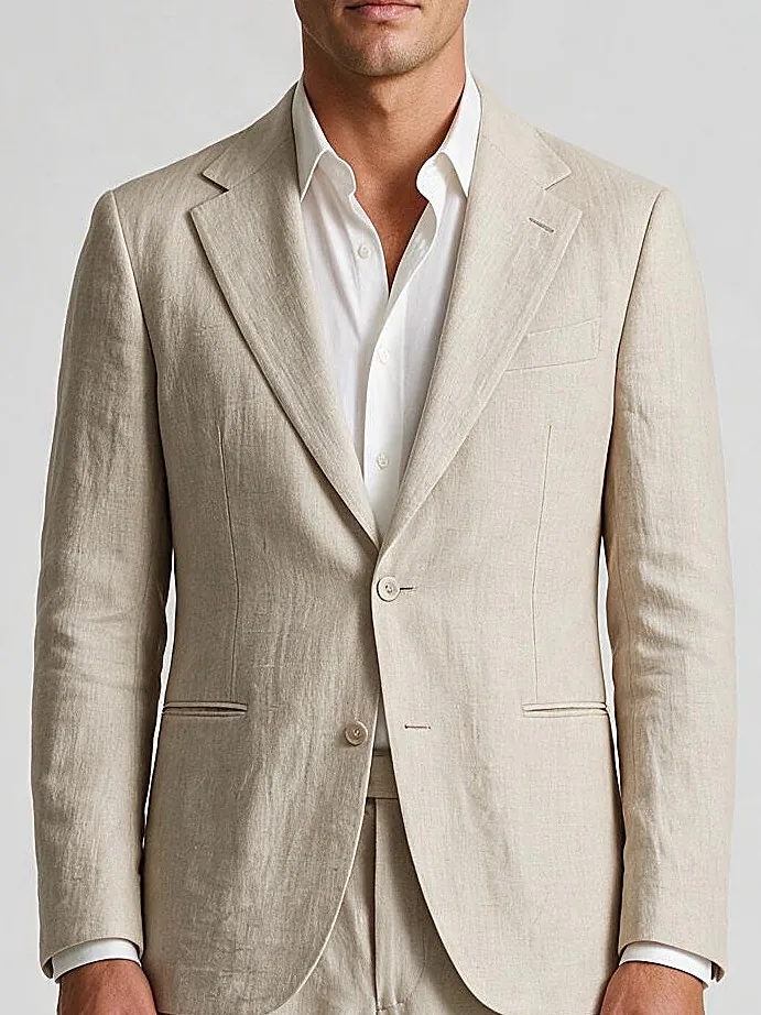 Cream Linen Suit from TBM / TFM, collar detail