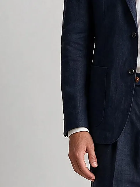 Dark Navy Linen Suit, cuff detail