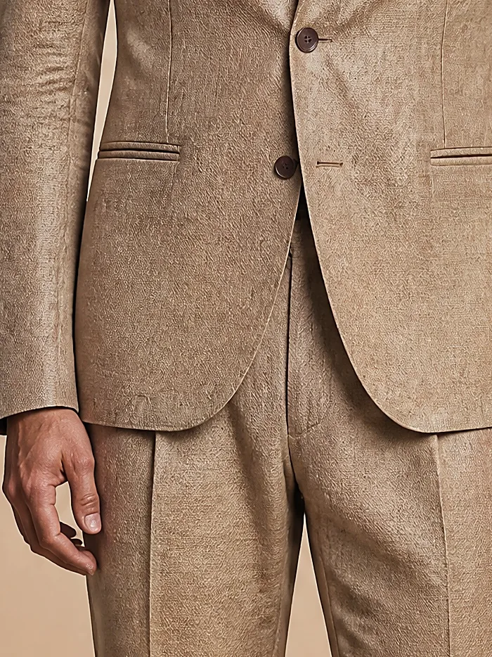 Sand Linen Suit from Brisbane Moss, pocket detail