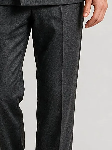 Charcoal Grey Double-Breasted Suit in English Wool, fabric close-up