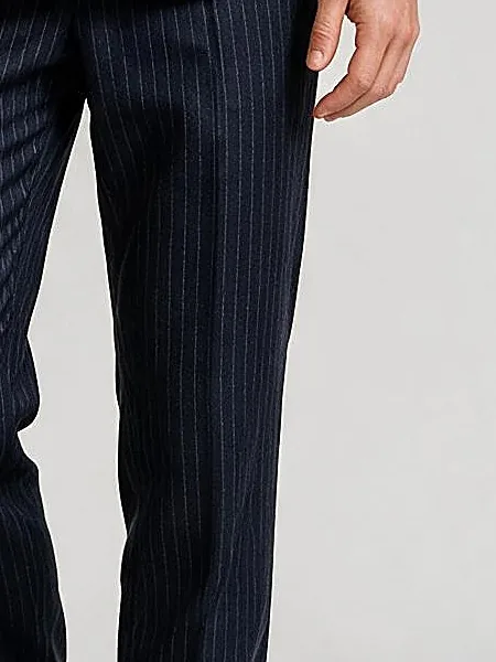 Dark Navy Pinstripe Double-Breasted Suit, fabric close-up