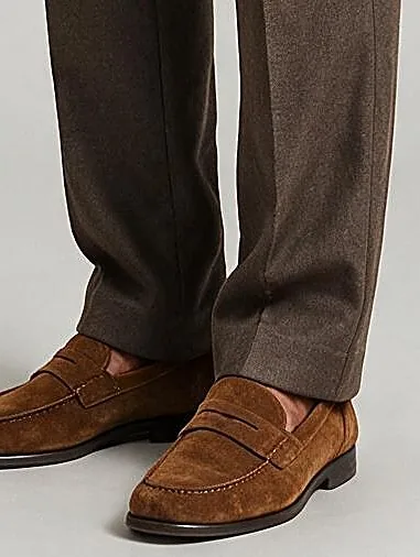 Brown Double-Breasted Flannel Suit, hem detail