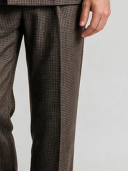 Brown Houndstooth Double-Breasted Suit, fabric close-up
