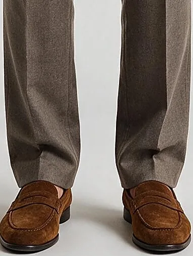 Grey-brown Double-breasted Super 120s Suit, hem detail