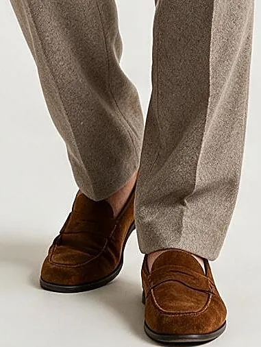 Taupe Double-Breasted Suit from Drago, hem detail