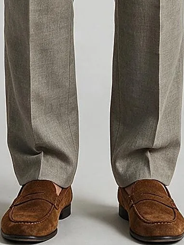 Grey-Beige Double-Breasted Suit, hem detail