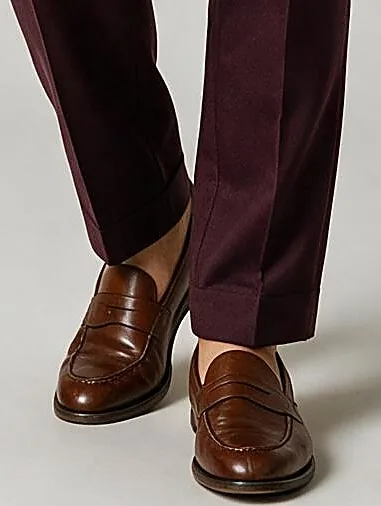 Bordeaux 3-piece jakkesæt, detalje af buksebunden