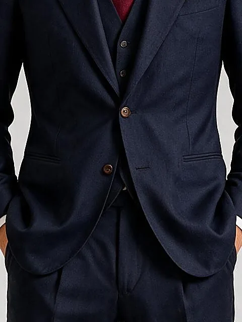 Navy Super 120s Wool Three-Piece Suit, on model