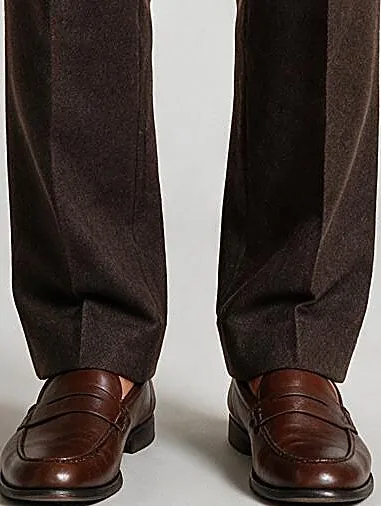 Brown Super 120s Wool Three-Piece Suit, hem detail