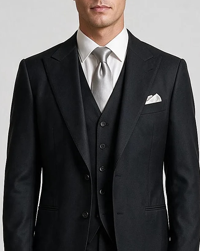 Black 3-Piece Suit from Dugdale, collar detail