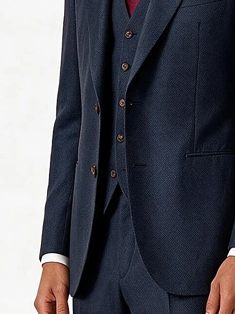 Dark Navy Super 130s 3-Piece Suit, on model