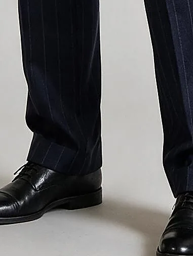 Dark Navy Pinstripe 3-Piece Suit, hem detail