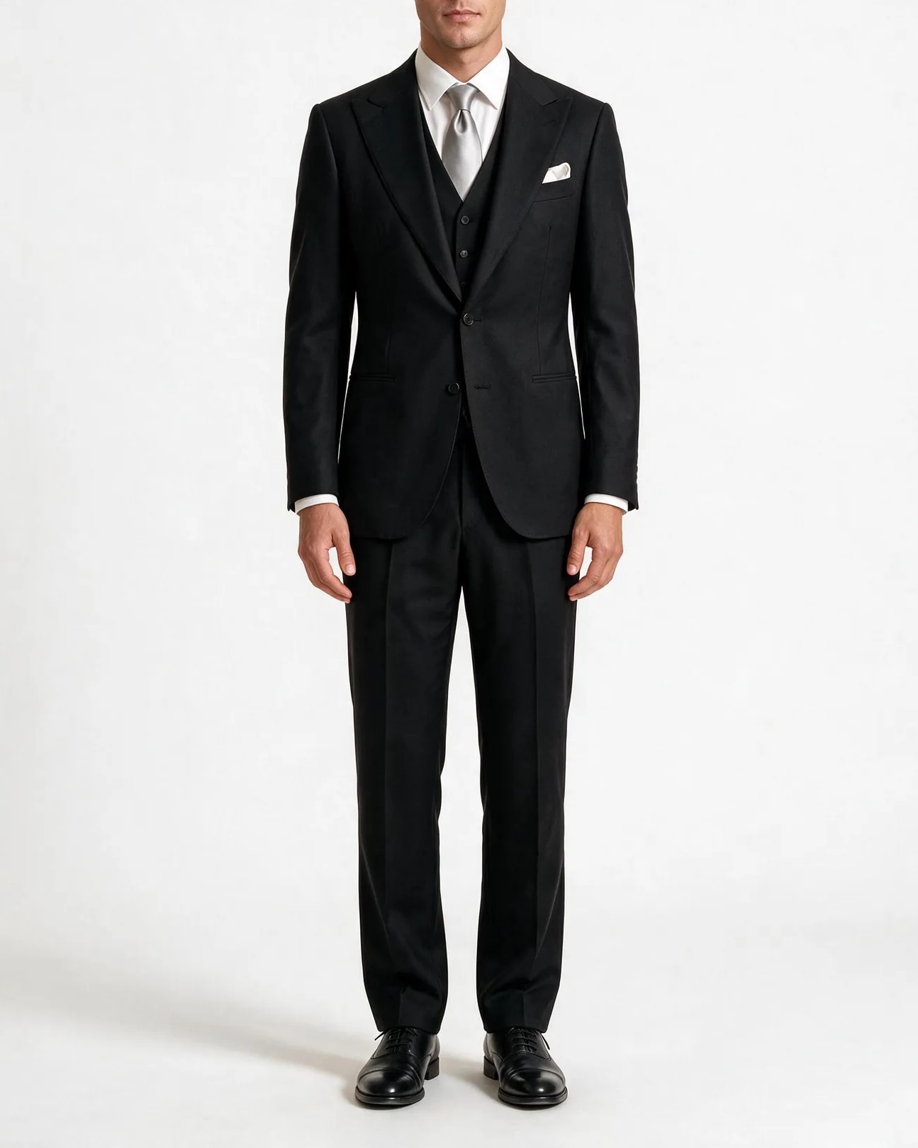 Black 3-Piece Suit from Angelico, on model