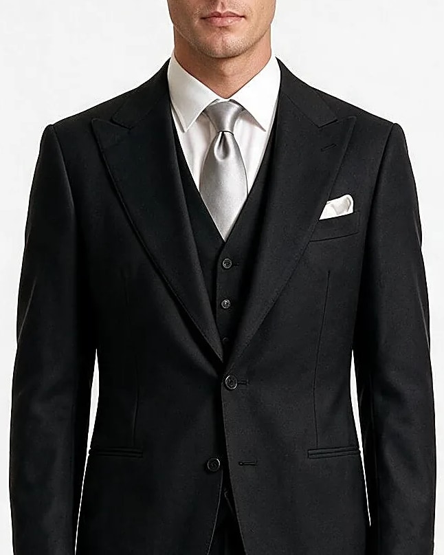 Black 3-Piece Suit from Angelico, collar detail