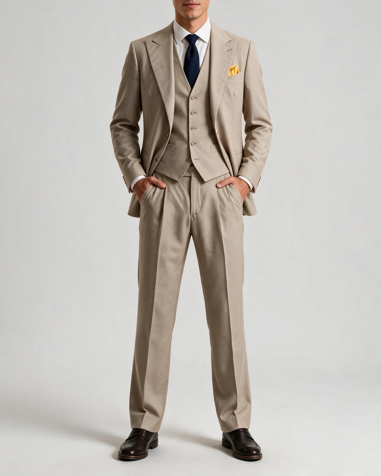 Light Sand 3-Piece Suit, on model