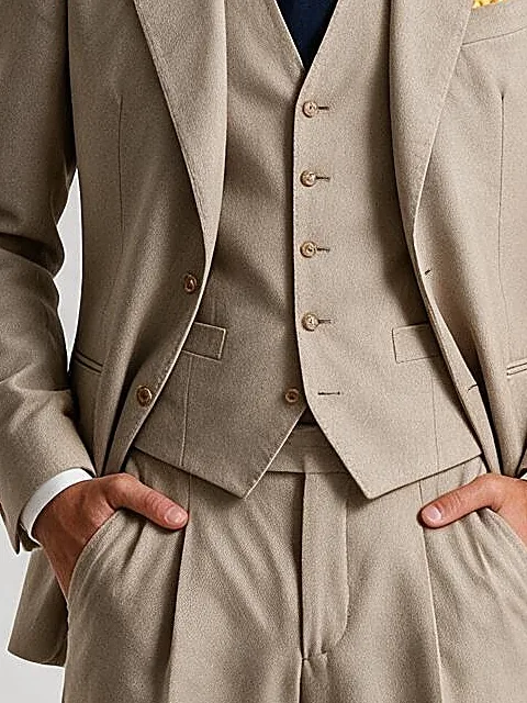 Light Sand 3-Piece Suit, on model