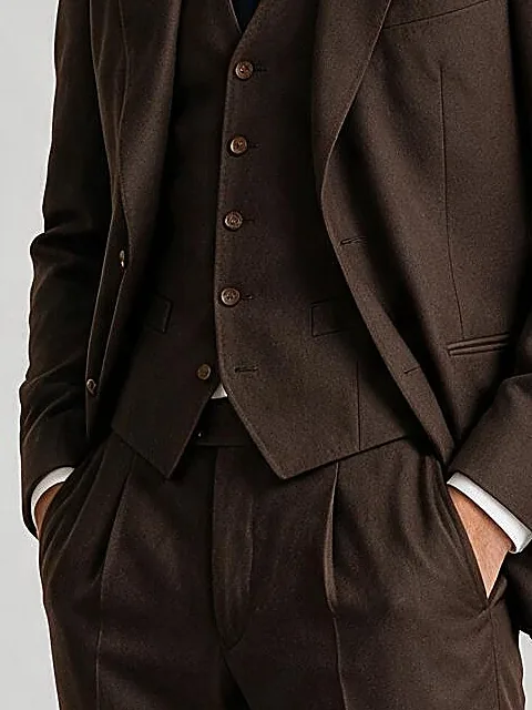 Dark Brown 3-Piece Suit, on model