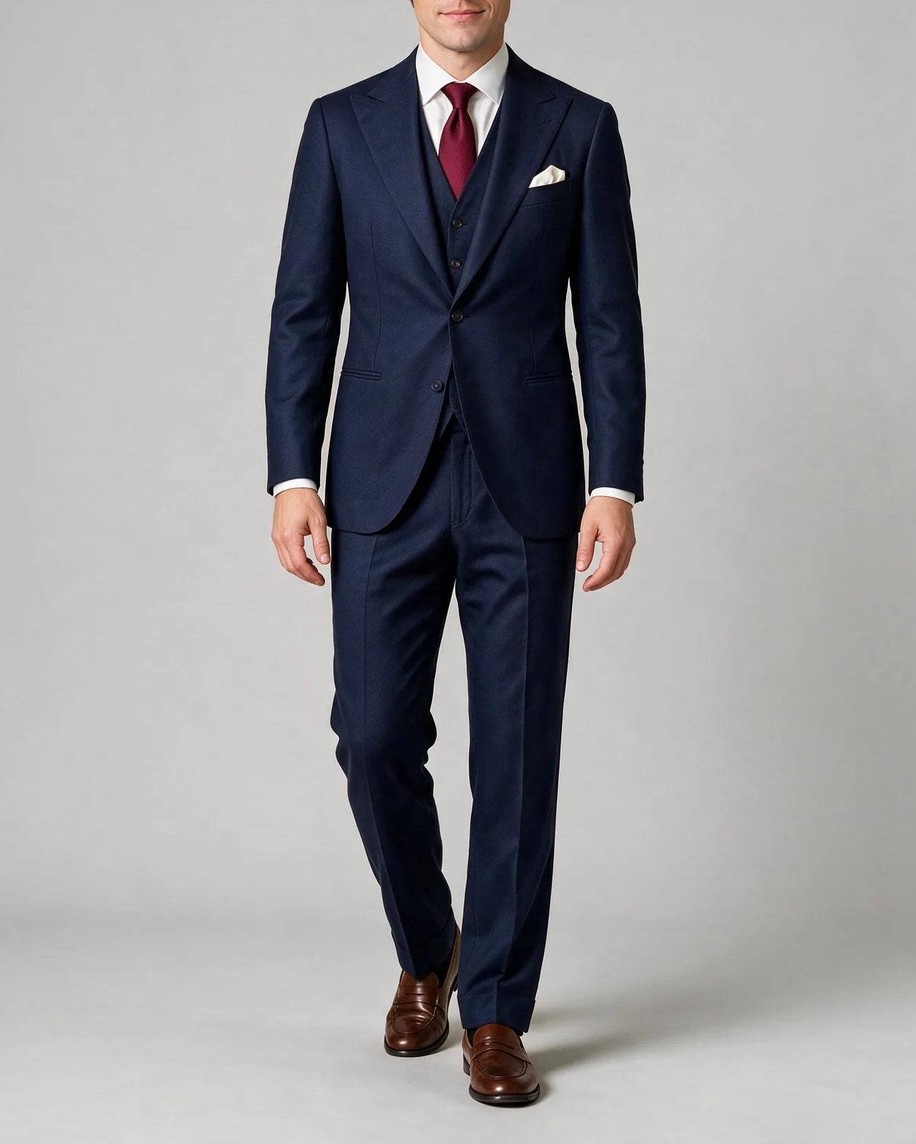 Navy 3-piece Suit, on model