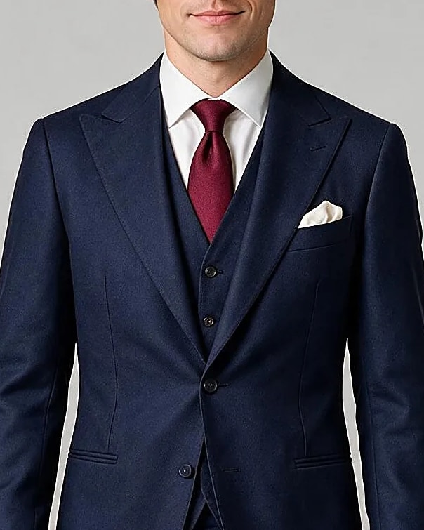 Navy 3-piece Suit, collar detail
