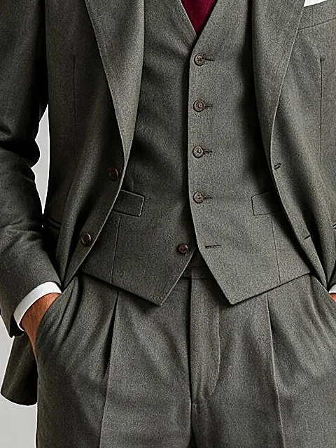 Light Grey-Beige Super 110s 3-Piece Suit, on model