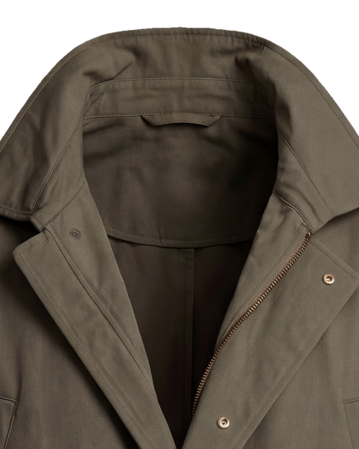 Olive Green Field Jacket, collar detail