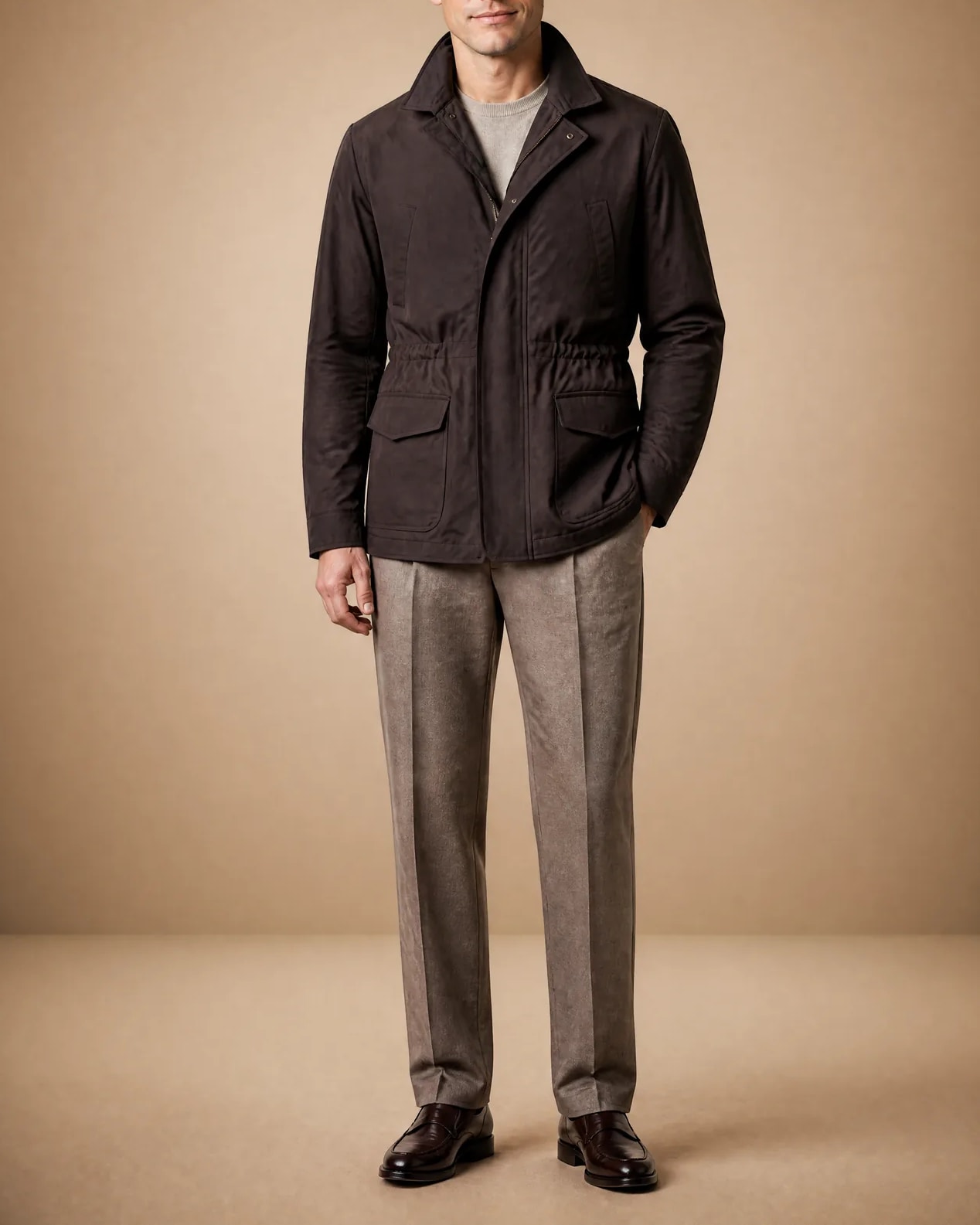 Black Field Jacket, on model