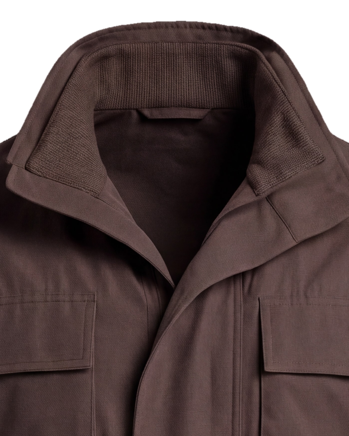 Brown Field Jacket, collar detail